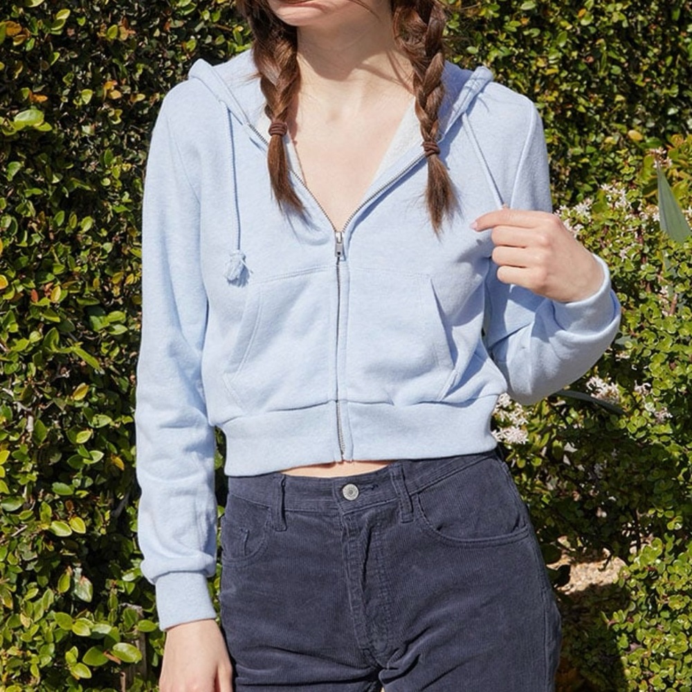❤️John Galt Light Blue Cropped Fitted Hoodie - Picture 1 of 7